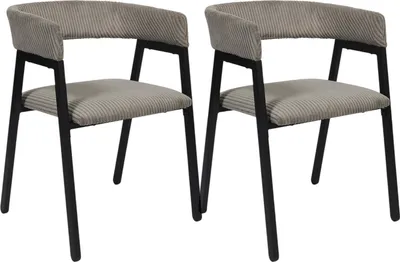 Image de Lot de 2 Chaises - HOME DECO FACTORY - Scott - Design - Côtelé - Taupe