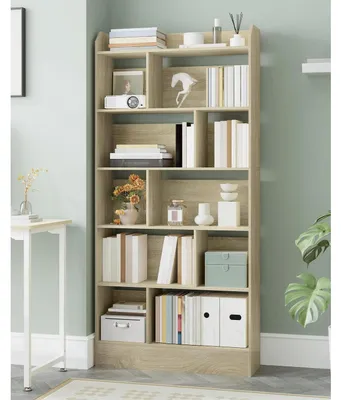Produktbild von Bücherregal 6 Fächer 24 x 80 x 170 cm Eichenbeige Standregal Aufbewahrungsregal