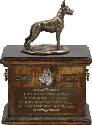 Zdjęcie produktu dla Dog niemiecki I - urna na prochy psa, urna ze statuetką, personalizowana urna na psie prochy marki Art-Dog