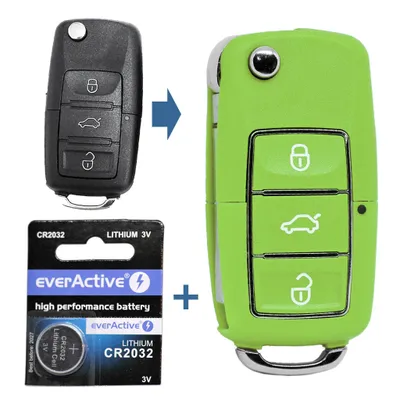 Produktbild von Auto Klapp Schlüssel Gehäuse Grün kompatibel mit VW Polo Beetle Passat Caddy T5 Tiguan EOS Golf