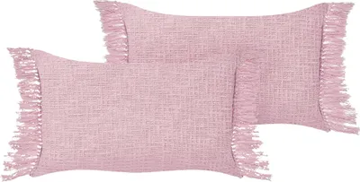 Obrázok produktu pre BELIANI Sada 2 dekoratívnych vankúšov ružová bavlna 40 x 60 cm obdĺžnikový tvar jednofarebná bez vzoru so strapcami moderný štýl doplnky