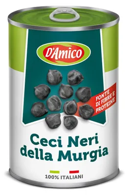 Zdjęcie produktu dla D'Amico Zwarte Kikkererwten 400g – Czarna ciecierzyca, bogata w białko i wszechstronna
