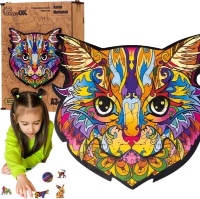 Produktbild von Holzpuzzle Buntes Katzenpuzzle Pua3-02724