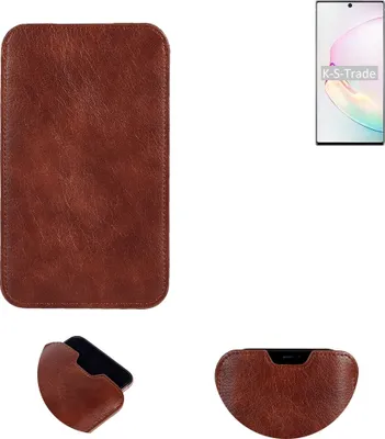 Produktbild von K-S-Trade Schutzhülle Handyhülle kompatibel mit Samsung Galaxy Note10+ 5G Exynos Handytasche Kunstleder Sleeve in braun