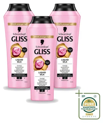 Productafbeelding van 3 x Schwarzkopf Gliss Liquid Silk Shampoo voor glanzend haar - 250 ml - Voordeelverpakking - 3 stuks
