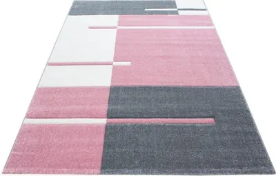 Produktbild von Ayyildiz | Moderner Teppich - Geometrisch - Abstrakt Design - Kurzflor Wohnzimmer - rosa - 370 cm x 280 cm