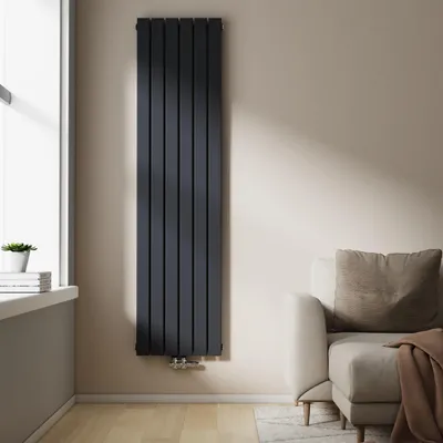 Produktbild von EMKE Heizkörper Anthrazit 1800x460mm Vertikal Flach, Design, Edelstahl pulverbeschichtet, Doppellagig, Mittelanschluss, 1670W, 15m² Heizfläche, Warmwasser, G1/2'' Anschlussgewinde, 50mm Anschlussmaß, 85mm Wandabstand, 0-100°C, 6 bar, BS EN 442, 200h Salzsprühtest, 12 Paneele, Fernwärme geeignet, inkl. dt. Anleitung
