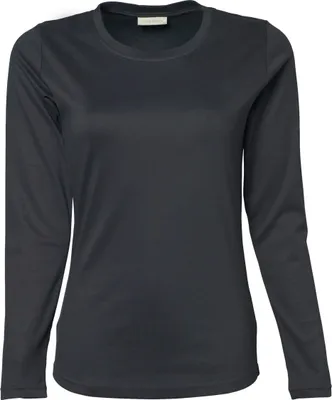 Imagen del producto de Camiseta de manga larga/camiseta de mujer Tee Jays, cuello redondo, manga larga, modelo BC3322 (talla XL), color gris oscuro