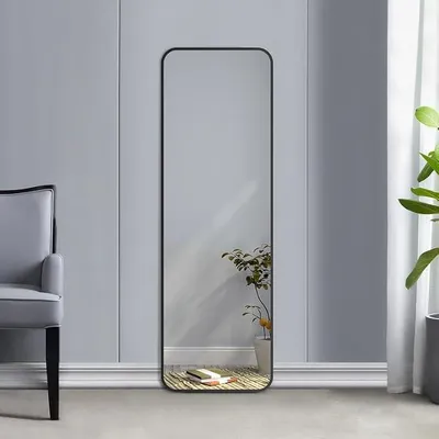 Produktbild von Standspiegel mit Schwarz Metallrahmen, 140x40cm Standspiegel Spiegel Groß Wandspiegel Schwarz, Bodenspiegel für Schlafzimmer, Wohnzimmer, Flur und Garderobe
