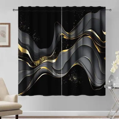 Immagine prodotto di Tende a rullo - Eleganti e moderne - 2 pezzi - Nero e oro - 132 x 214 cm