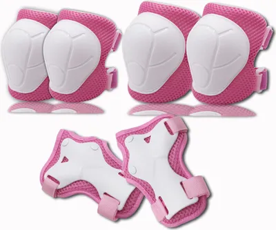 Produktbild von Kinder Protektoren Set Schoner - Knieschoner Kinder - Schützer Set [6er] für Kinder und Erwachsene - Ideale großflächige Schutzpolster(Weiß Ro