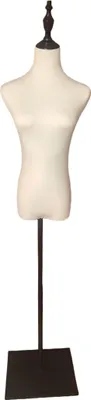 Produktbild von Relaxdays Schneiderpuppe, weiblich, Größe 36/38, höhenverstellbar 140–175 cm, Metall Standfuß, Nähpuppe, weiß/schwarz