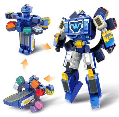 Produktbild von Super Wings 3-in-1 World Space Verwandelnder Roboter mit den Mini Figuren Jett und Dizzy, Verwandlungsspielzeug für Jungen und Mädchen ab 3 Jahren, blau
