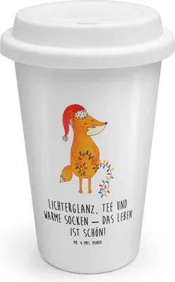 Produktbild von Mr. & Mrs. Panda Coffee To Go Becher Fuchs Weihnachten - Weiß - Geschenk, Heiligabend, Thermobecher, ToGo Kaffeebecher, Winter, Weihnachtsmann, Nikolaus