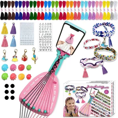 Immagine prodotto di Kit per creare braccialetti dell'amicizia, ideale per bambini dai 6 anni in su, con 50 gomitoli di filo