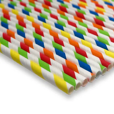 Produktbild von 500 Stück Papiertrinkhalme Trinkhalme Strohhalme bunt