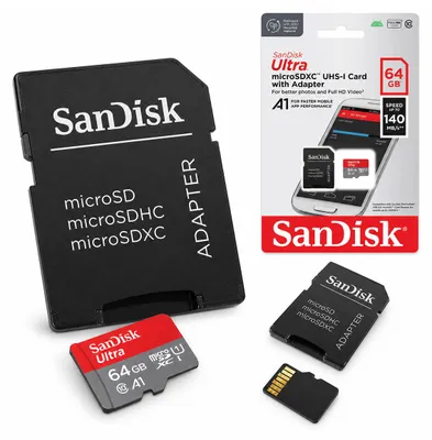 Zdjęcie produktu dla SanDisk karta pamięci Ultra Android microSDXC 64GB 140MB/s A1 Cl.10 UHS-I +