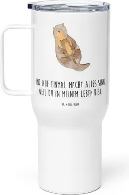 Produktbild von Mr. & Mrs. Panda Thermobecher Otter Kind - Weiß - Geschenk, Mama, thermosbecher, Großer, Teetasse, Familie, Kaffee-to-go-Becher, Geburt, Tochter, Baby, Edelstahlbecher