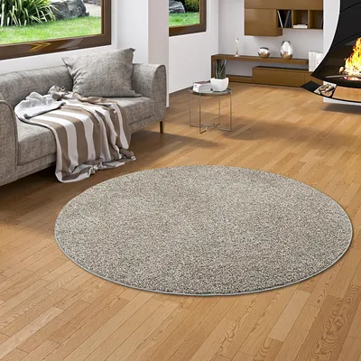Produktbild von Hochflor Velours Teppich Mona Mix Anthrazit Rund, Größe:133 cm Rund