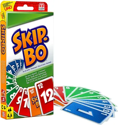 Produktbild von Mattel Skip-Bo im Thekendisplay für Kinder und Familie geeignete Kartenspiele