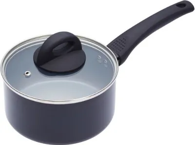 Produktbild von KitchenCraft MasterClass Antihaft-Keramik-Kasserolle, geeignet für Induktionsherde, 16 cm - Schwarz