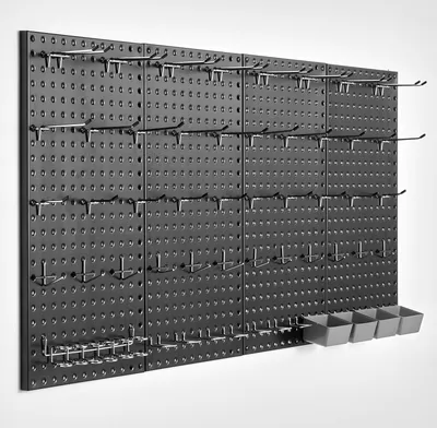 Obrázok produktu pre 4x perforovaná doska na náradie perforovaná doska na náradie pegboard 61x30cm s príslušenstvom