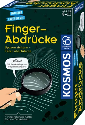 Produktbild von KOSMOS 657796 Fingerabdrücke, Detektiv-Experimente, Spurensicherung, Täter überführen, Experimentierset für Kinder ab 8 Jahre, Mitbringexperiment, Rollenspiel, Mitbringsel, Geburtstagsgeschenk