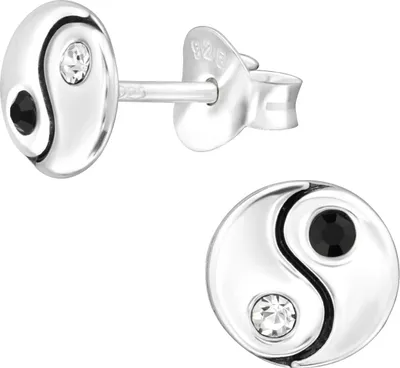 Produktbild von Ohrringe Ohrstecker 925 Sterling Silber Yin Yang mit Kristallen