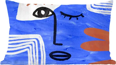 Produktbild von MuchoWow® Zierkissen Sofakissen Wohnzimmer Dekokissen 60x40 cm Gesicht - Blau - Abstrakt - Kopfkissen - Polster mit Foto