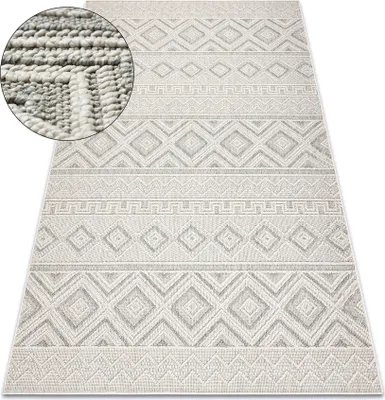 Produktbild von Teppich JERSEY 19234 grau - Rauten, Struktur, Schleife BOHO beige 160x220 cm