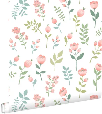 Zdjęcie produktu dla ESTAhome Tapeta kwiaty różowymIszaro zielonym 50 x 900 cm