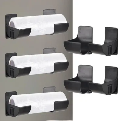 Produktbild von 4 Stš¹ck Wandmontierter Mš¹llbeutelhalter, Wand Montierter Mš¹llsack Spender Organizer, Mš¹llbeutel-Organizer fš¹r Kš¹che Aufbewahrung&Organisation(Schwarz)