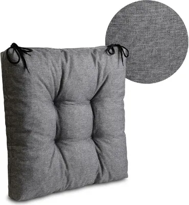Produktbild von Sitzkissen 8er Set 40 x 40 cm Polster | Wasserdichtes Stuhlkissen mit Bindebänder: Grau
