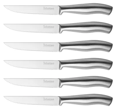 Steakmesser-Set, 6-teilig, gezahnt, Edelstahl, 23,5 cm