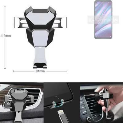 Produktbild von K-S-Trade Lüftungshalterung kompatibel mit Wiko View 5 Plus kompakte Handy-Halterung Lüftungsschlitz Lüftungsgitter Autohalterung KFZ