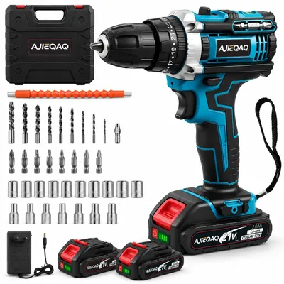Produktbild von 21V MAX Akkuschrauber, 45Nm, 18+1, 2-Gang, 2×2,0Ah Akku, LED, Wasserwaage & Werkzeugkoffer