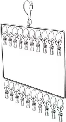 Obrázek produktu pro Sušicí stojan z nerezové oceli Vícevrstvý stojan na oblečení Home Dormitory Balcony Windproof Rack 20 klipů