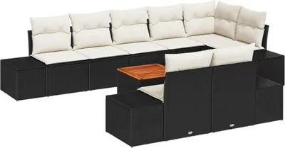 Immagine prodotto di vidaXL Set da giardino con divano, 9 pezzi, nero e bianco