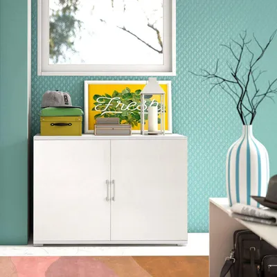 Image de Serafinito - Armoire 2 Portes, 90x66h cm Blanc, une Étagère  Italy