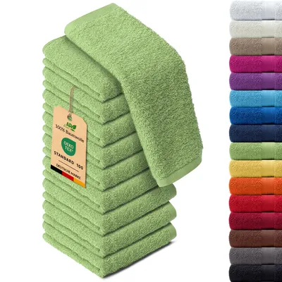 Immagine prodotto di Set da 10 asciugamani della serie ARIZONA di AR Line – 100% cotone, 500 g/m², set da 10 salviette 30x30 cm, verde mela