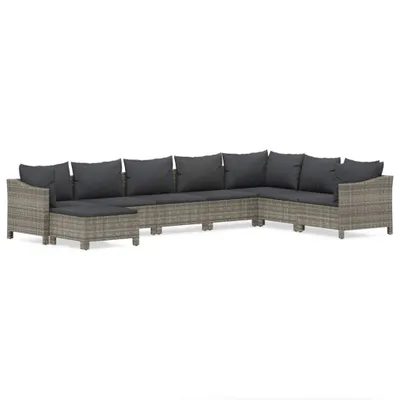 Produktbild von vidaXL 8-tlg. Garten-Lounge-Set mit Kissen Grau Poly Rattan