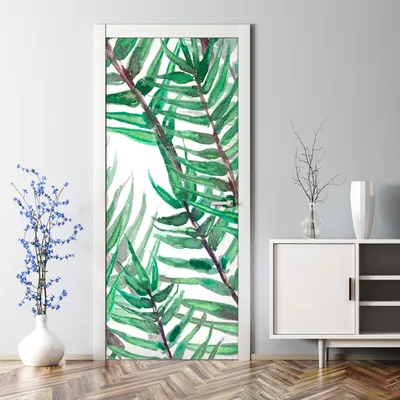 Produktbild von Dekorative Türdekoration selbstklebend Klebefolie Tür Tattoo Aufkleber Grüne Blätter 70 x 200 cm