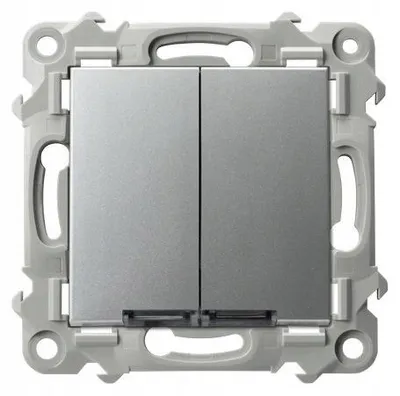 Produktbild von Ospel Szafir ŁP-17ZS/m/18 Doppelwippschalter mit Beleuchtung Silber