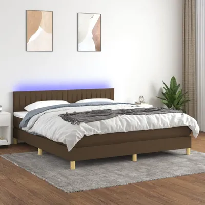 Produktbild von Robuste Einzelbett - Dezentem Design Boxspringbett mit Matratze & LED Dunkelbraun 180x200 cm Stoff - Lattenrost Inklusive - 26510