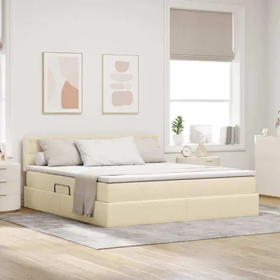Image de Lit de rangement exclusif avec matelas crème, dimensions 180 x 200 cm, revêtement en velours