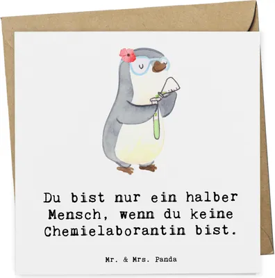 Produktbild von Mr. & Mrs. Panda Glückwunschkarte Chemielaborantin Herz - Weiß - Geschenk, Labor, Studium, Klappkarte, Spruch, doppelkarte, anlasskarte, Grußkarte, faltkarte, Beruf