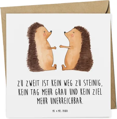 Produktbild von Mr. & Mrs. Panda Glückwunschkarte Hochzeit Igel - Weiß - Geschenk, faltkarte, Grußkarte, Liebe, anlasskarte, Umarmung, Klappkarte, doppelkarte