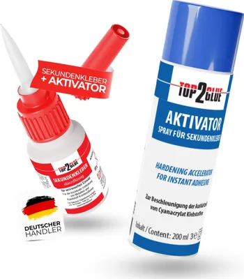 Produktbild von XXL Aktivator Sekundenkleber extra stark wasserfest Cyanacrylat Alleskleber Set - dünnflüssig