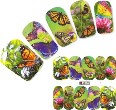 Produktbild von Tattoo Nail Blumen Schmetterling Aufkleber Nagel Sticker