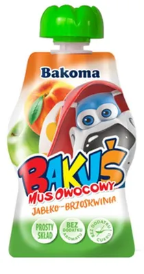 Zdjęcie produktu dla Bakuś do kieszonki Mus owocowy jabłko-brzoskwinia 90g